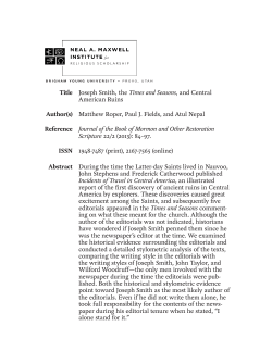 Joseph Smith, the Times and Seasons, and Central