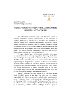 the relationship between ethics and literature in light of levinas`s work