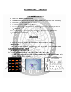 CHROMOSOMAL DISORDERS LEARNING OBJECTIVES