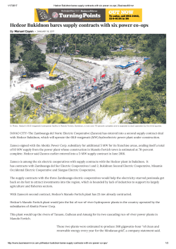 Hedcor Bukidnon bares supply contracts with six power co