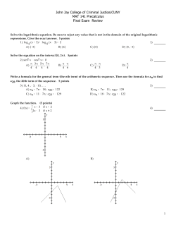 John Jay College of Criminal Justice/CUNY MAT 141 Precalculus