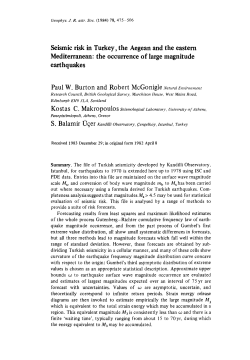 Seismic risk in Turkey, the Aegean and the eastern Mediterranean