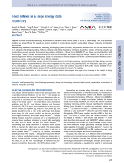 Food entries in a large allergy data repository