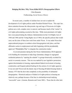 Hedging His Bets: Why Nixon Killed HUD`s