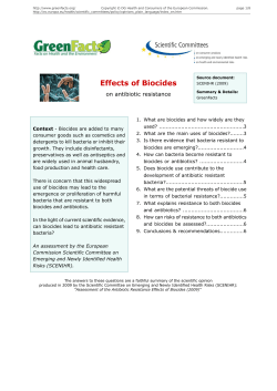 Effects of Biocides on antibiotic resistance