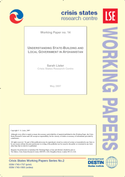 Understanding State-Building and Local Government in Afghanistan