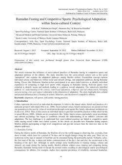 Ramadan Fasting and Competitive Sports: Psychological Adaptation
