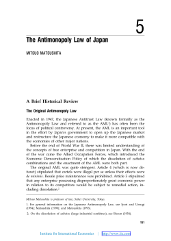 The Antimonopoly Law of Japan - Peterson Institute for International