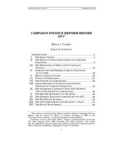 campaign finance reform before 1971