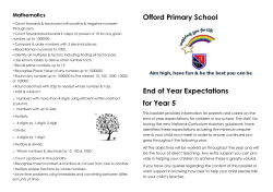 Offord Primary School End of Year Expectations for Year 5