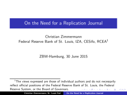 On the Need for a Replication Journal - Economics E