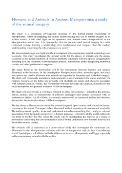 Humans and Animals in Ancient Mesopotamia: a study of the animal