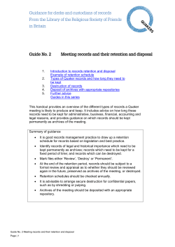1. Introduction to records retention and disposal Example of