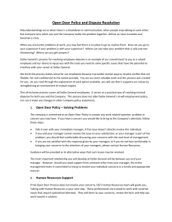 Open Door Policy and Dispute Resolution