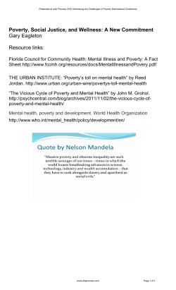 Poverty, Social Justice, and Wellness: A New