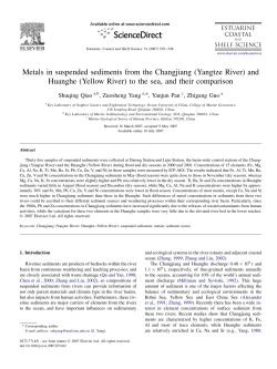 Metals in suspended sediments from the Changjiang (Yangtze River