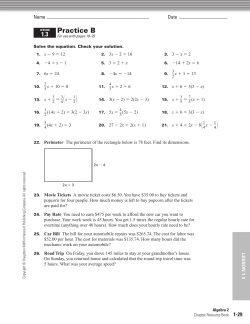 Algebra 2 1.3, 1.4 Practice B