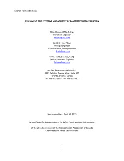 Assessment and Effective Management of Pavement Surface Friction