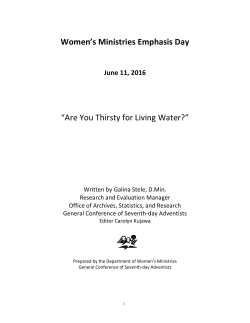 Women`s Ministries Emphasis Day “Are You Thirsty for Living Water?”