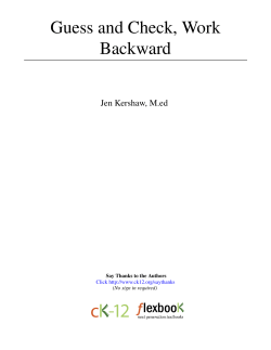 Guess and Check, Work Backward