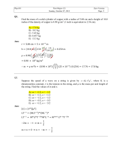 Q1. Find the mass of a solid cylinder of copper with a radius of 5.00