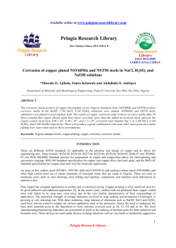Corrosion of copper plated NST60Mn and NST50 steels in NaCl