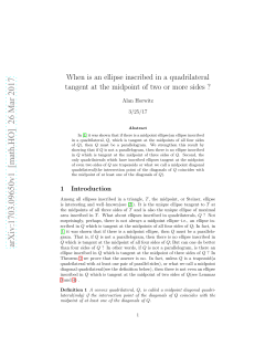 When is an ellipse inscribed in a quadrilateral tangent at the