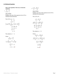 Solve each equation. State any extraneous solutions. 1. SOLUTION