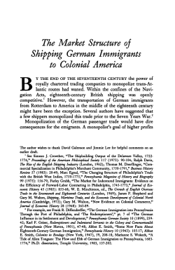 The Market Structure of Shipping German Immigrants to Colonial