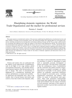 Disciplining domestic regulation: the World Trade Organization and