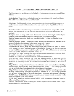 IOWA LOTTERY GAME SPECIFIC RULES