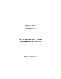 The Return to the Western Tradition: German Historiography since
