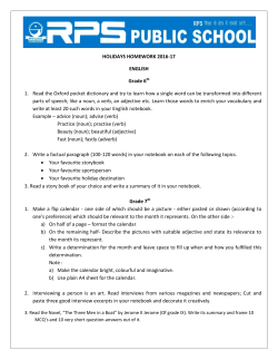 HOLIDAYS HOMEWORK 2016-17 ENGLISH Grade 6th 1. Read the