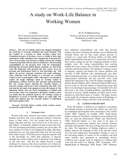 A study on Work-Life Balance in Working Women