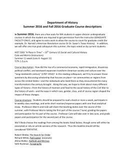 Summer and Fall 2016 Graduate Course Descriptions