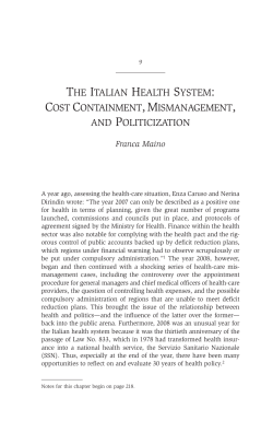 THE ITALIAN HEALTH SYSTEM: COST CONTAINMENT