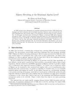 Query Rewriting at the Relational Algebra Level* Hui Zhang and