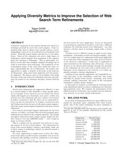 Applying Diversity Metrics to Improve the Selection of Web Search