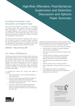 Post-Sentence Supervision and Detention Discussion and Options