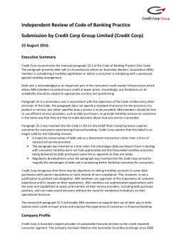 Credit Corp Submission - Code of Banking Practice