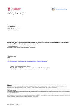 University of Groningen Economics Wijk, Paul van der