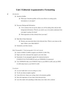 Unit 3 Editorial Argumentative Formatting