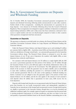 Box A: Government Guarantees on Deposits and Wholesale Funding