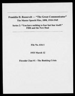 Franklin D. Roosevelt- "The Great Communicator"