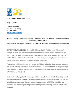 FOR IMMEDIATE RELEASE May 31, 2016 Contact Person: Mr