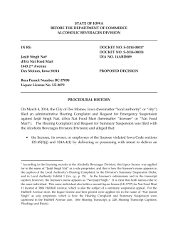 12/17/2014 - ABD Licensing - Iowa Alcoholic Beverages Division