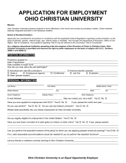 OCU Employment Application - Ohio Christian University