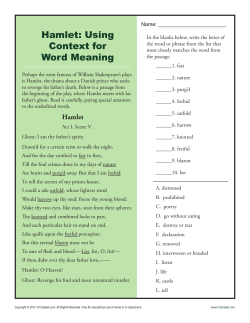 Hamlet: Using Context for Word Meaning