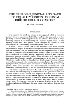 The Canadian Judicial Approach to Equality Rights: Freedom Ride