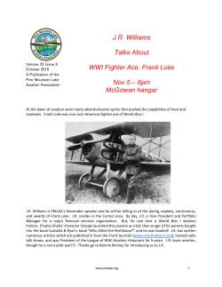 J.R. Williams Talks About WWI Fighter Ace, Frank Luke Nov 5 &ndash; 6pm